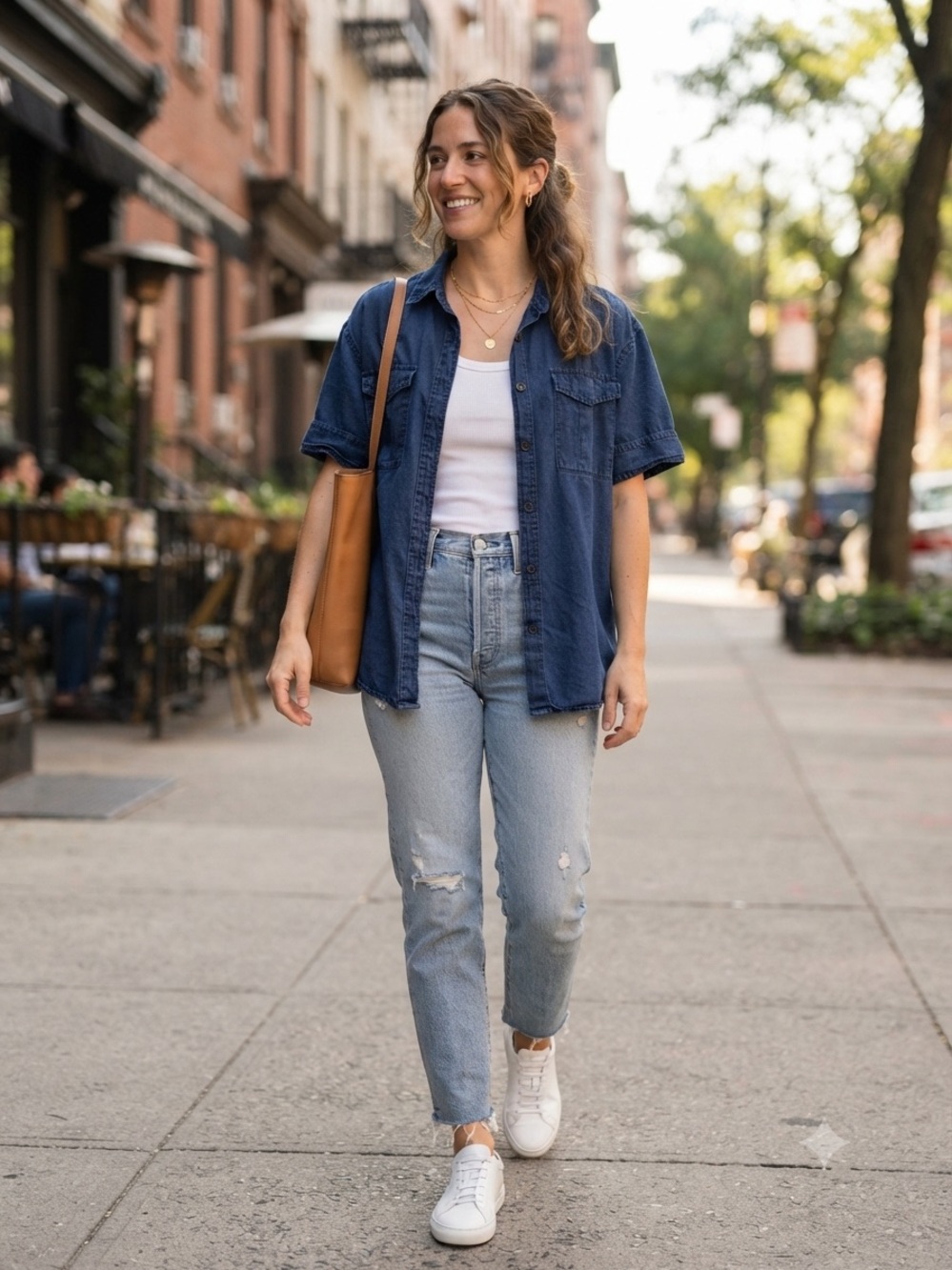 J. Crew Short-Sleeve Denim Button-Front Shirt - Deep Blue
